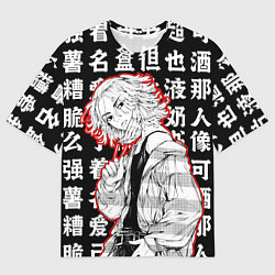 Футболка оверсайз мужская Майки и иероглифы Токийские мстители, цвет: 3D-принт
