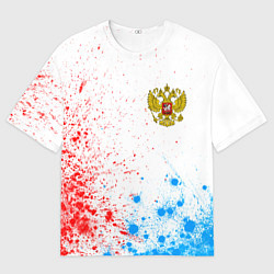 Футболка оверсайз мужская RUSSIA - ГЕРБ - Арт, цвет: 3D-принт