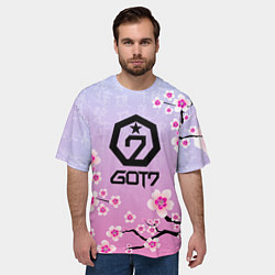 Футболка оверсайз мужская GOT7 ЦВЕТЫ САКУРЫ, цвет: 3D-принт — фото 2
