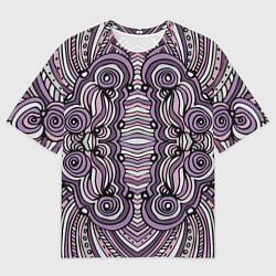 Мужская футболка оверсайз Абстракция Разноцветный калейдоскоп Фиолетовый, че