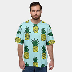 Футболка оверсайз мужская Рисунок ананасов, цвет: 3D-принт — фото 2