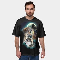 Футболка оверсайз мужская Волки и Луна Wolves, цвет: 3D-принт — фото 2