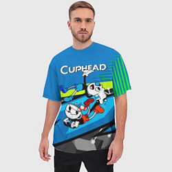 Футболка оверсайз мужская 2 чашечки cuphead, цвет: 3D-принт — фото 2