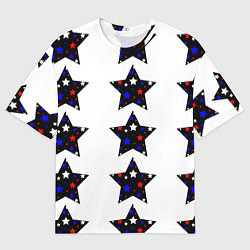 Мужская футболка оверсайз Звёзды в цветах флага России