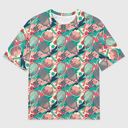 Футболка оверсайз мужская Ракетки для тенниса, цвет: 3D-принт