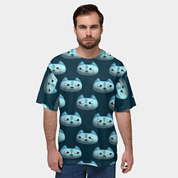 Футболка оверсайз мужская Мордочки котов с эффектом 3d Паттерн, цвет: 3D-принт — фото 2