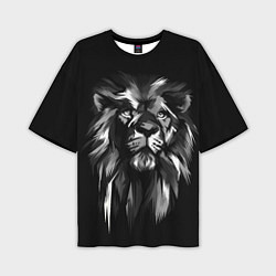 Футболка оверсайз мужская Голова льва в черно-белом изображении, цвет: 3D-принт