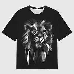 Футболка оверсайз мужская Голова льва в черно-белом изображении, цвет: 3D-принт