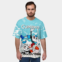Футболка оверсайз мужская Cuphead 2 чашечки, цвет: 3D-принт — фото 2