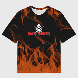 Футболка оверсайз мужская Iron maiden огонёк, цвет: 3D-принт