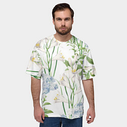 Футболка оверсайз мужская Цветы Утонченные и Яркие, цвет: 3D-принт — фото 2