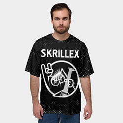 Футболка оверсайз мужская Skrillex - КОТ - Потертости, цвет: 3D-принт — фото 2