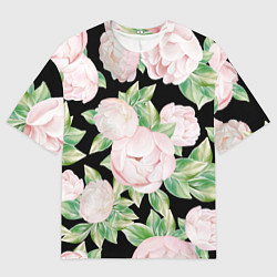 Футболка оверсайз мужская Цветы Нарисованные Пионы, цвет: 3D-принт
