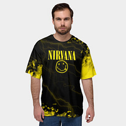 Футболка оверсайз мужская Nirvana молнии, цвет: 3D-принт — фото 2