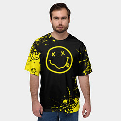 Футболка оверсайз мужская Nirvana texture смайл, цвет: 3D-принт — фото 2