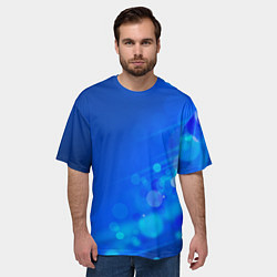 Футболка оверсайз мужская Блики на синем фоне, цвет: 3D-принт — фото 2