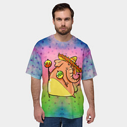 Футболка оверсайз мужская Мексиканский веселый слон, цвет: 3D-принт — фото 2