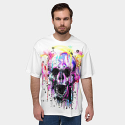 Футболка оверсайз мужская Череп - акварель, цвет: 3D-принт — фото 2