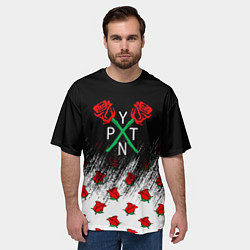 Футболка оверсайз мужская PYTN X ROSE пейтон моормиер, цвет: 3D-принт — фото 2