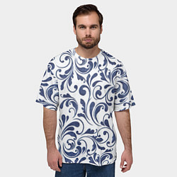 Футболка оверсайз мужская Гжелевый рисунок, цвет: 3D-принт — фото 2