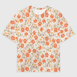Футболка оверсайз мужская Оранжевый вьюнок, цвет: 3D-принт