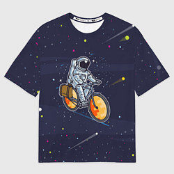 Футболка оверсайз мужская Космонавт на велосипеде, цвет: 3D-принт