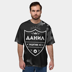Футболка оверсайз мужская Данил - ЗАЩИТНИК - Камуфляж, цвет: 3D-принт — фото 2