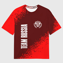 Мужская футболка оверсайз РОССИЯ - ГЕРБ Team Russia Спрей