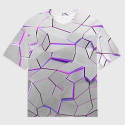 Футболка оверсайз мужская 3д плиты - белый неон, цвет: 3D-принт