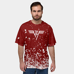 Футболка оверсайз мужская Van Halen Logo Ван Хален белые брызги, цвет: 3D-принт — фото 2