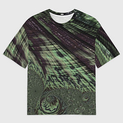 Мужская футболка оверсайз Камуфляжный змеиный фрактал