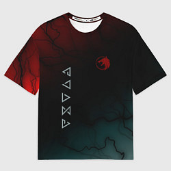 Футболка оверсайз мужская The witcher Волк Черные Молнии, цвет: 3D-принт