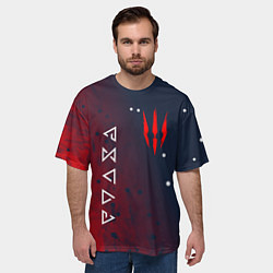 Футболка оверсайз мужская The witcher ГЕРАЛЬТ КОГОТЬ СИМВОЛЫ, цвет: 3D-принт — фото 2