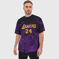Футболка оверсайз мужская Lakers 24 фиолетовое пламя, цвет: 3D-принт — фото 2