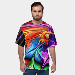 Футболка оверсайз мужская Красочный абстрактный цветочный паттерн Color abst, цвет: 3D-принт — фото 2