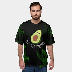 Футболка оверсайз мужская Авокадо зелёный огонь, цвет: 3D-принт — фото 2