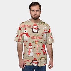 Футболка оверсайз мужская СЧАСТЛИВОГО РОЖДЕСТВА MERRY CHRISTMAS, цвет: 3D-принт — фото 2