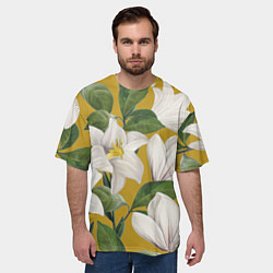Футболка оверсайз мужская Цветы Белые Лилии, цвет: 3D-принт — фото 2
