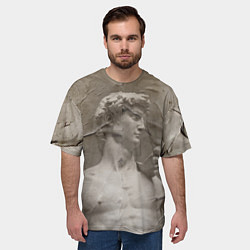 Футболка оверсайз мужская Микеланджело Буонарроти Давид Пост-арт Michelangel, цвет: 3D-принт — фото 2