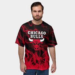 Футболка оверсайз мужская CHICAGO BULLS ЧИКАГО БУЛЛС МОЛНИИ, цвет: 3D-принт — фото 2