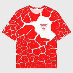 Футболка оверсайз мужская CHICAGO BULLS ЧИКАГО БУЛЛС ТРЕЩИНЫ, цвет: 3D-принт