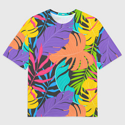 Футболка оверсайз мужская Тропические экзотические листья, цвет: 3D-принт