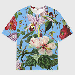 Футболка оверсайз мужская Цветы Сине-Цветочный Букет, цвет: 3D-принт