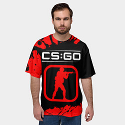 Футболка оверсайз мужская CS:GO лого с линиями и спецназом, цвет: 3D-принт — фото 2