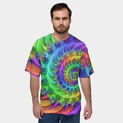 Футболка оверсайз мужская Красочная фрактальная спираль Узор Colorful fracta, цвет: 3D-принт — фото 2
