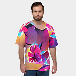 Футболка оверсайз мужская Тропические краски Цветы, цвет: 3D-принт — фото 2