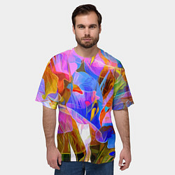 Футболка оверсайз мужская Красочный цветочный паттерн Лето Colorful floral p, цвет: 3D-принт — фото 2