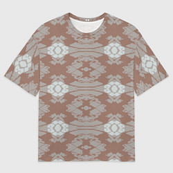 Футболка оверсайз мужская Геометрическая графика Узор коричневого и серого ц, цвет: 3D-принт