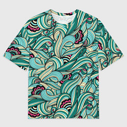Футболка оверсайз мужская ПЕРЕПЛЕТЕНИЕ ЛИСТВЫ, цвет: 3D-принт