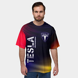 Футболка оверсайз мужская ТЕСЛА Tesla Autosport Звезды, цвет: 3D-принт — фото 2